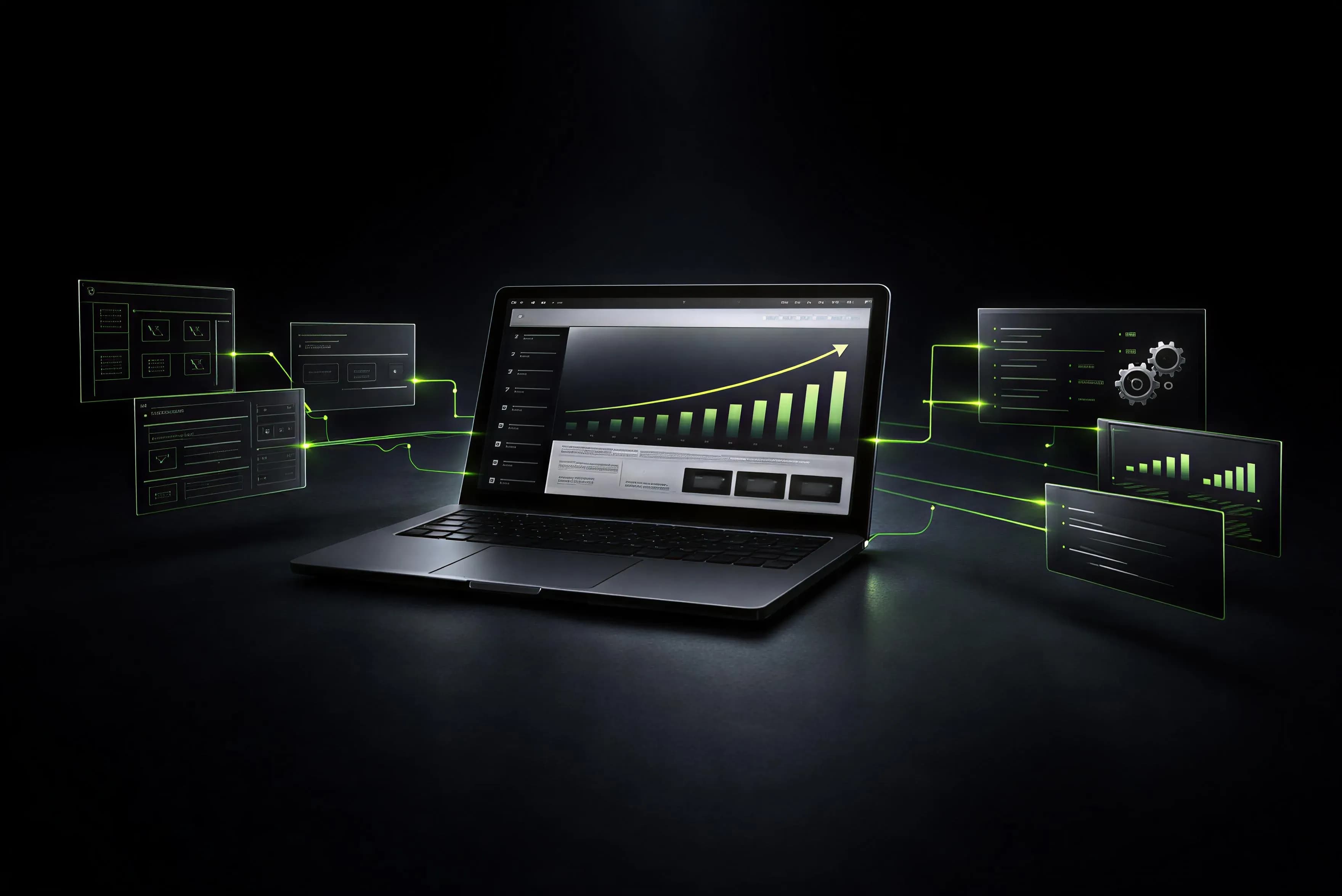 Ноутбук с аналитикой на экране 