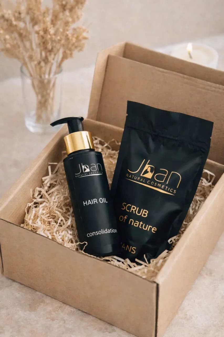 Подарочный набор Jhan Natural Cosmetics в крафтовой коробке с наполнителем