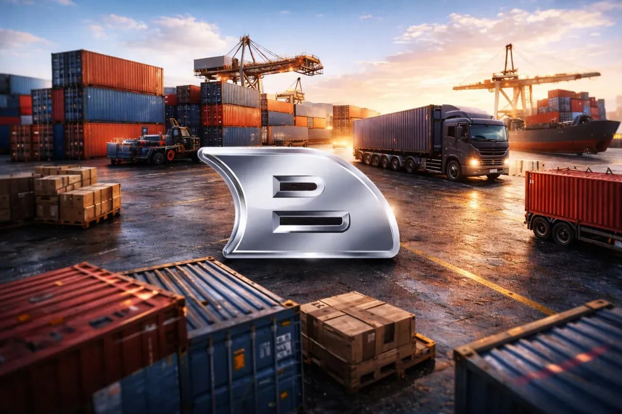 Логотип ГК Восток на платформе с контейнерами 