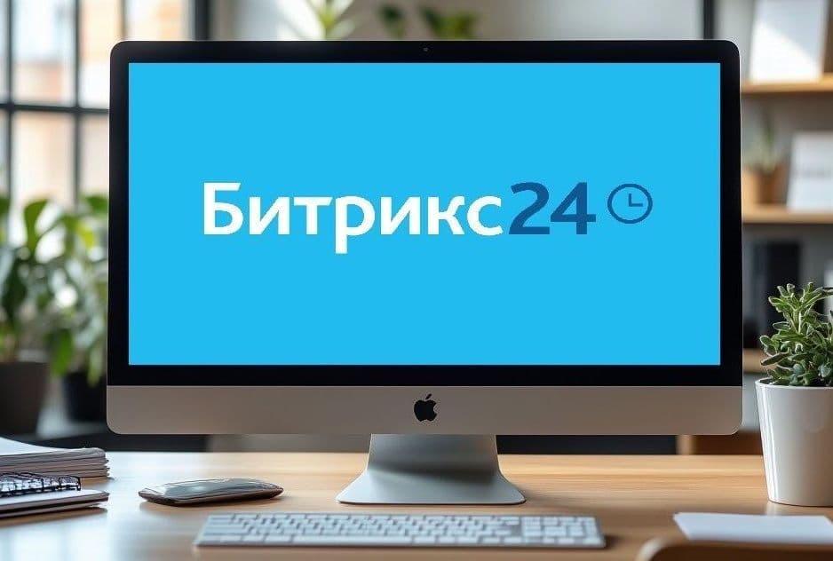 Система Битрикс24 на экране компьютера для управления бизнесом