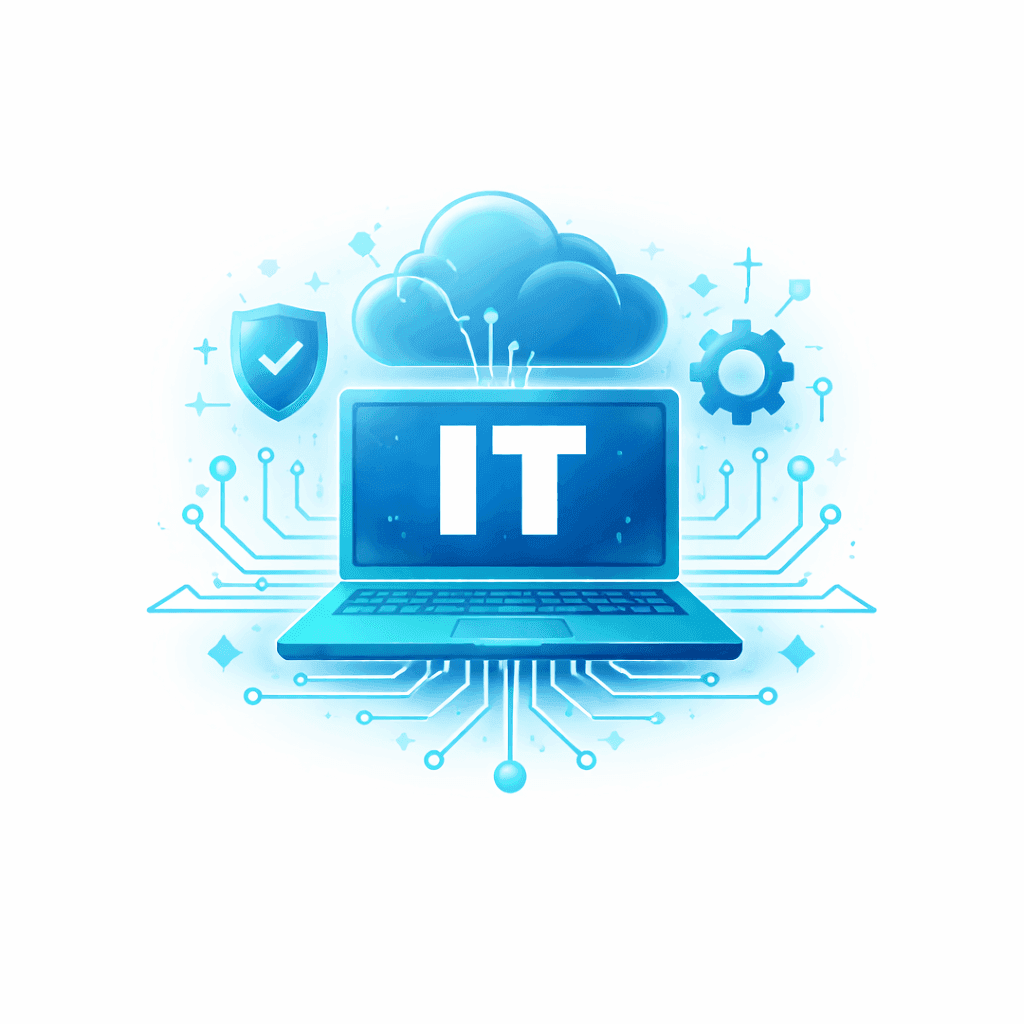 ИТ-инфраструктура и облачные технологии, иконка на ноутбуке