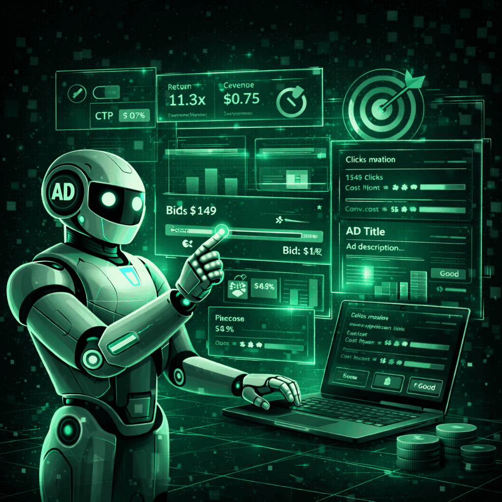 Робот анализирует показатели на экране