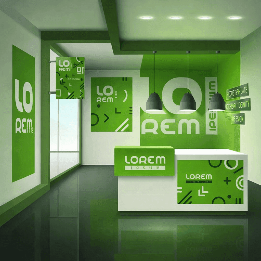 Дизайн офиса с фирменным стилем и визуальной айдентикой компании