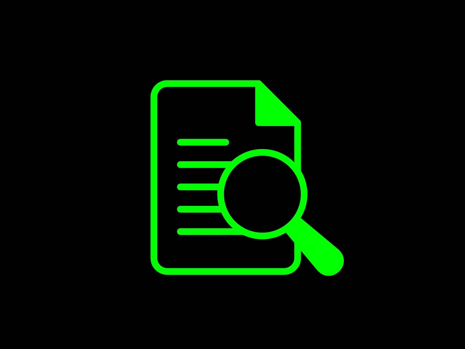 Зеленая иконка с документом и поиском