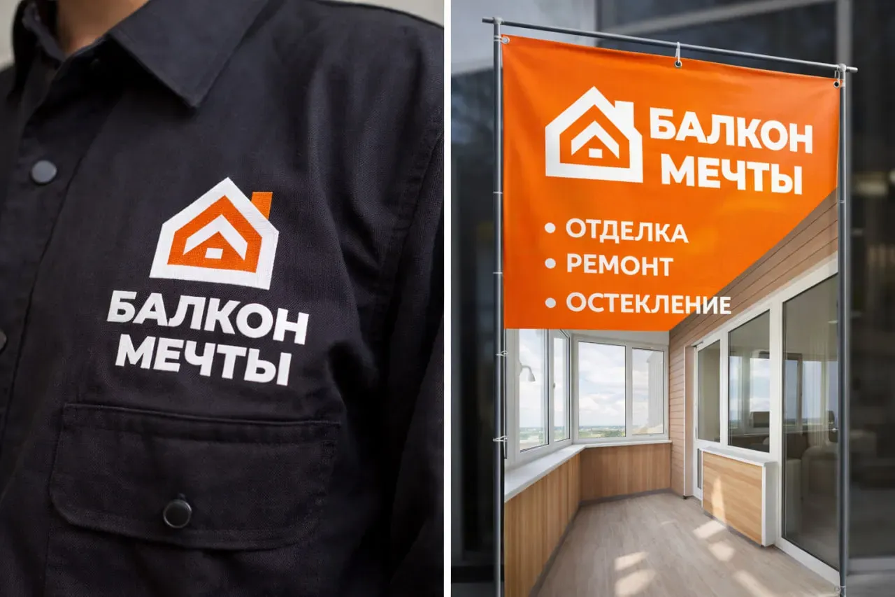 Фирменный стиль Балкон Мечты на форме и рекламном баннере