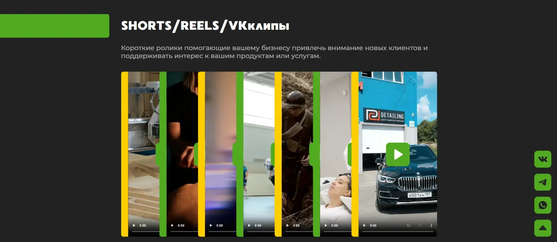 Раздел Shorts Reels VK клипов на сайте Ne Kislo Media